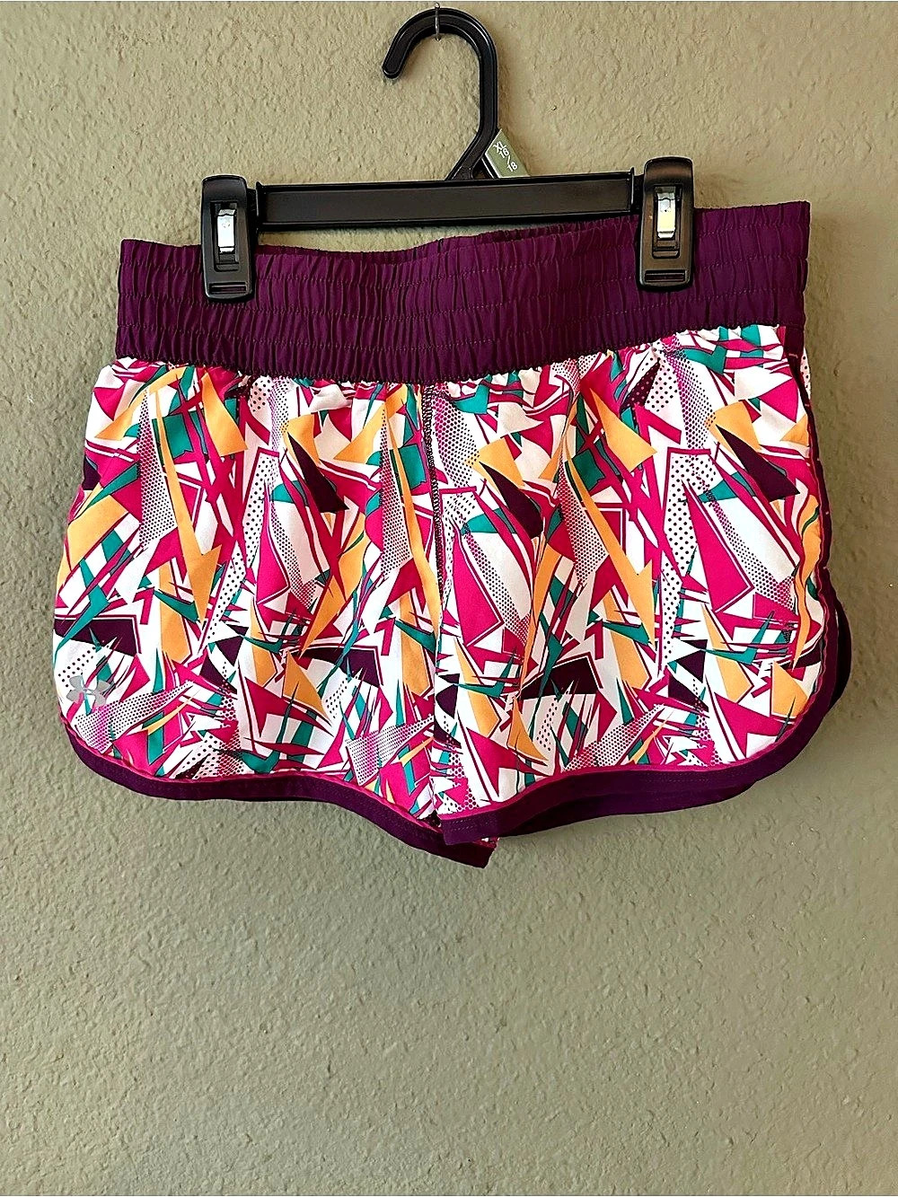 Under Armour Geometric Athletic Shorts in Pink & Multicolor